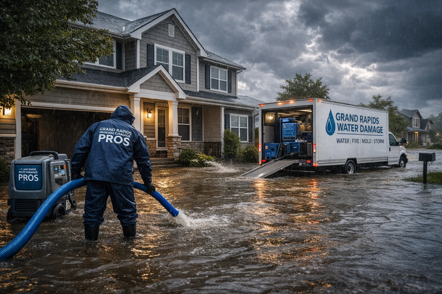 Storm flooding cleanup service in Grand Rapids Michigan