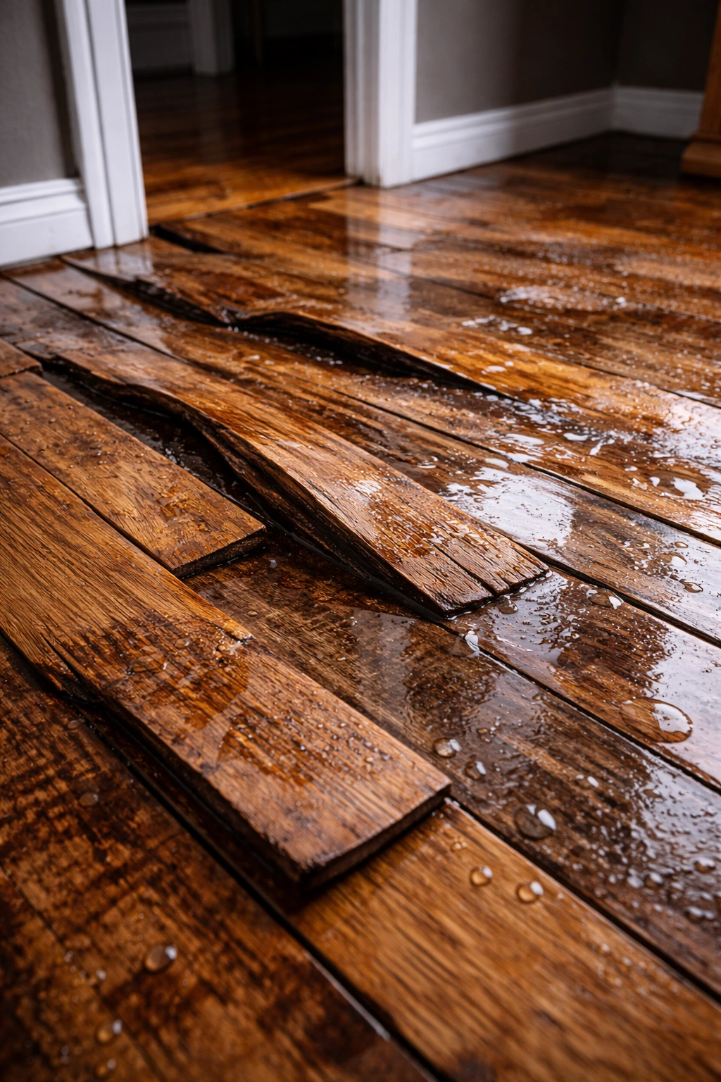 Burst pipe water damage to floors and walls Grand Rapids Michigan